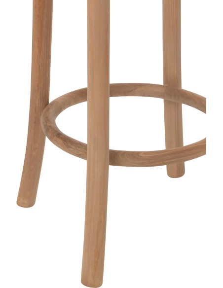 Tabouret de bar moderne Rond en Bois de teck Naturel Ali - 3