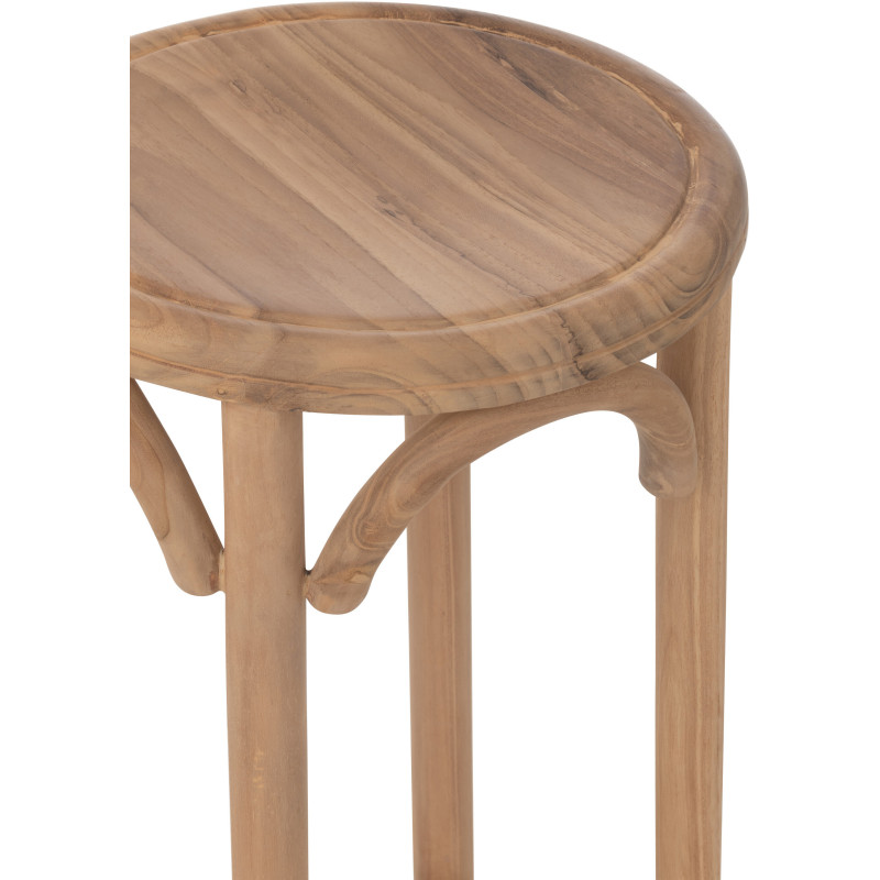Tabouret de bar moderne Rond en Bois de teck Naturel Ali - 4