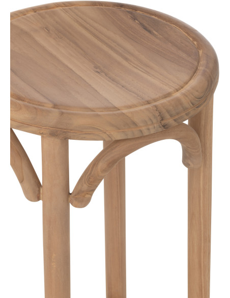 Tabouret de bar moderne Rond en Bois de teck Naturel Ali - 4