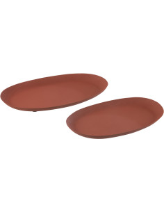 Plateau décoratif moderne Ovale en Métal Terracotta Nala (Lot de 2) - 1