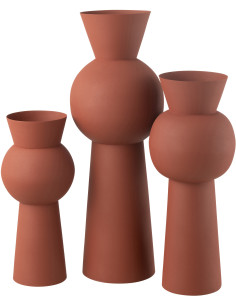 Vase original Géométrique XL Hauteur 65 cm en Métal Terracotta Nala - 1 2