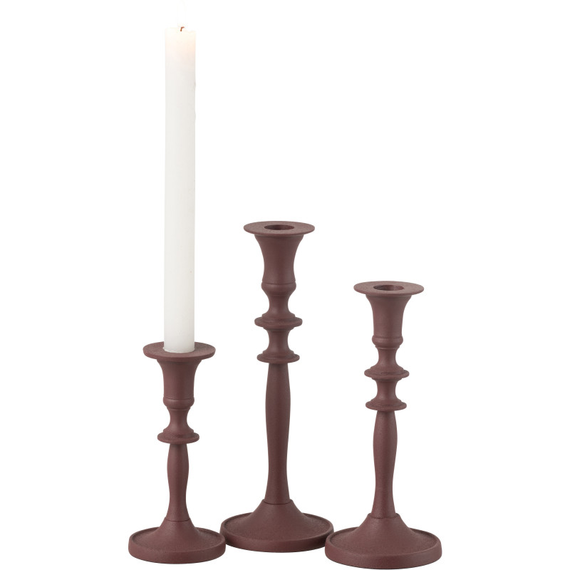 Bougeoir moderne en Métal Rouge bordeaux Nala (Lot de 3) - 2