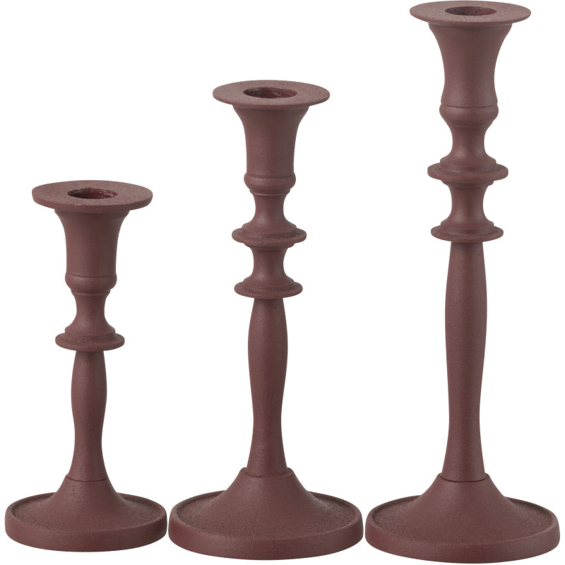 Bougeoir moderne en Métal Rouge bordeaux Nala (Lot de 3) - 3