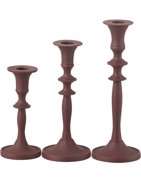 Bougeoir moderne en Métal Rouge bordeaux Nala (Lot de 3) - 3