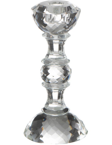 Bougeoir original Hauteur 19 cm en Verre Transparent Effet cristal Marie - 1