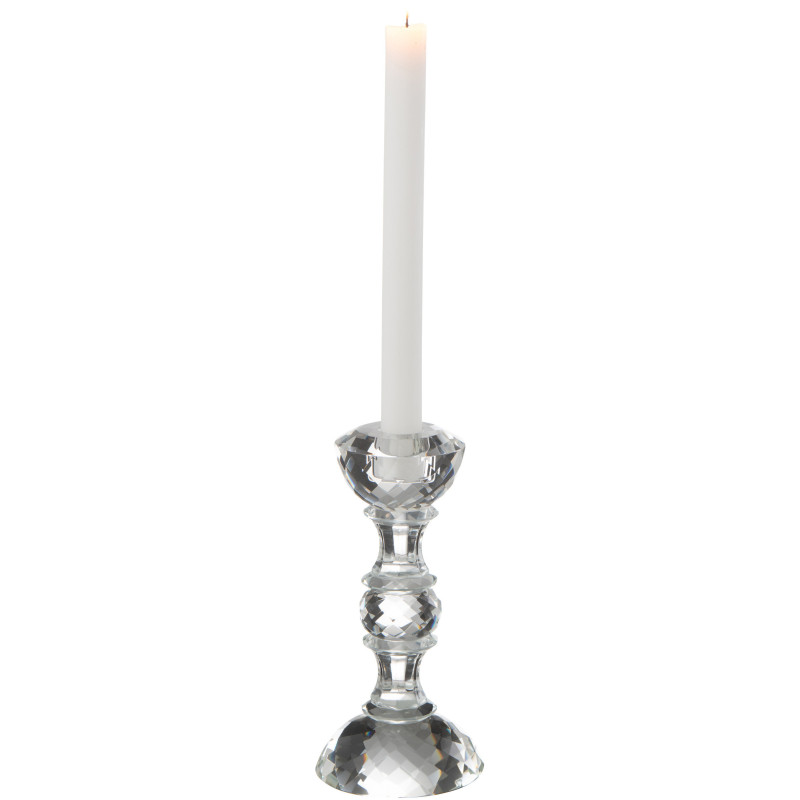Bougeoir original Hauteur 19 cm en Verre Transparent Effet cristal Marie - 2