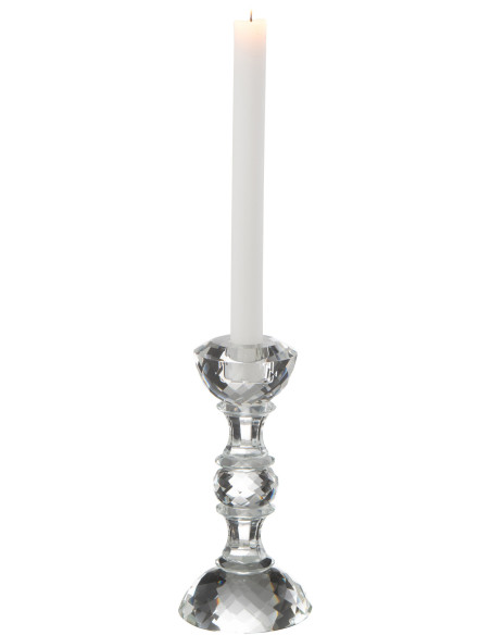 Bougeoir original Hauteur 19 cm en Verre Transparent Effet cristal Marie - 2