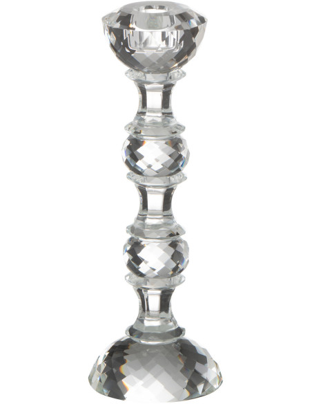 Bougeoir original XL Hauteur 26 cm en Verre Transparent Effet cristal Marie - 1