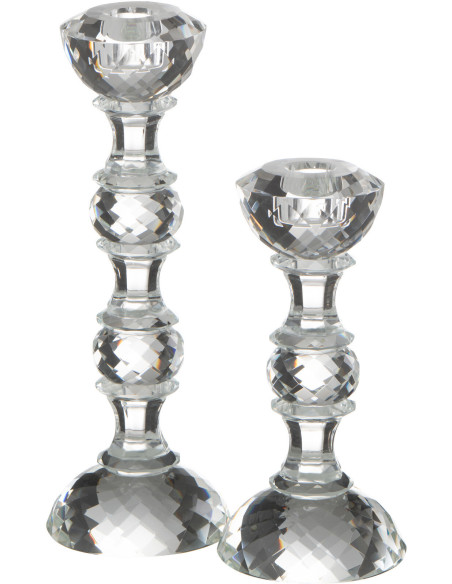 Bougeoir original XL Hauteur 26 cm en Verre Transparent Effet cristal Marie - 3