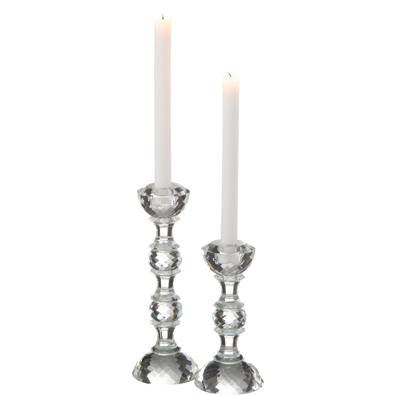 Bougeoir original XL Hauteur 26 cm en Verre Transparent Effet cristal Marie - 4