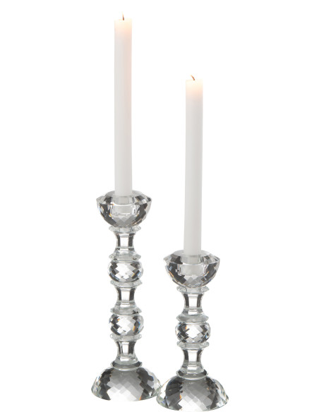 Bougeoir original XL Hauteur 26 cm en Verre Transparent Effet cristal Marie - 4
