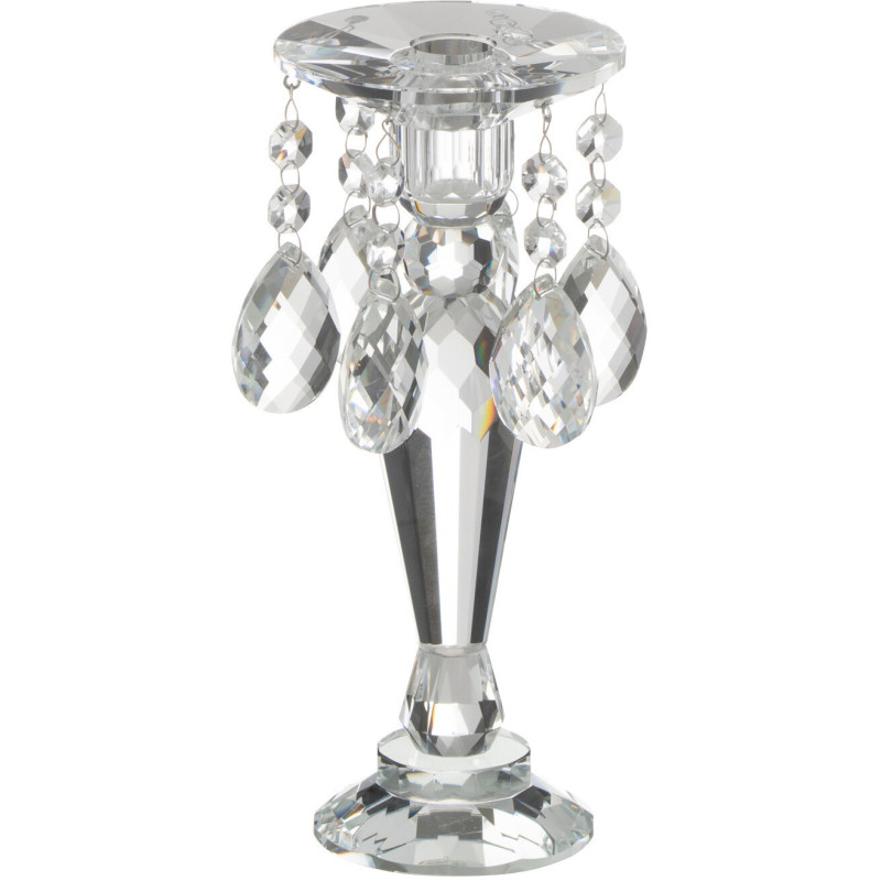 Bougeoir original Hauteur 23 cm en Verre Transparent Effet cristal Louise - 1