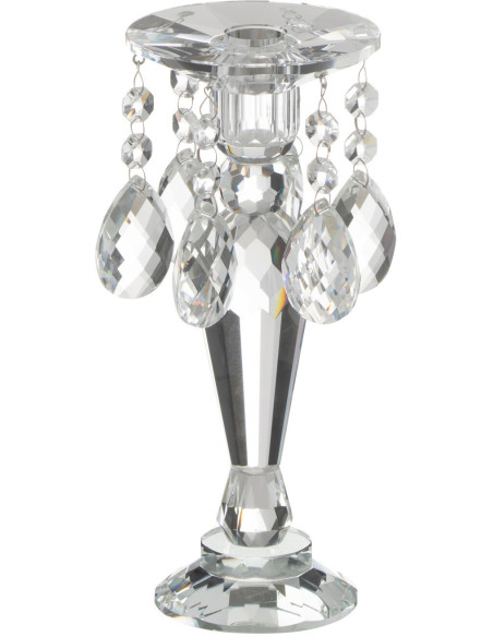 Bougeoir original Hauteur 23 cm en Verre Transparent Effet cristal Louise - 1