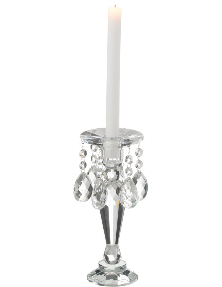 Bougeoir original Hauteur 23 cm en Verre Transparent Effet cristal Louise - 2