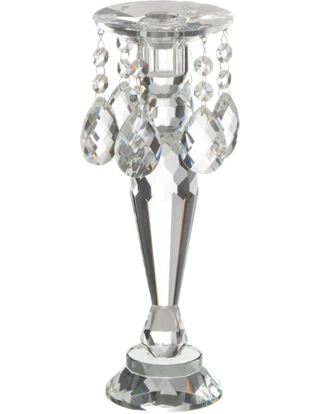 Bougeoir original XL Hauteur 28 cm en Verre Transparent Effet cristal Louise - 1