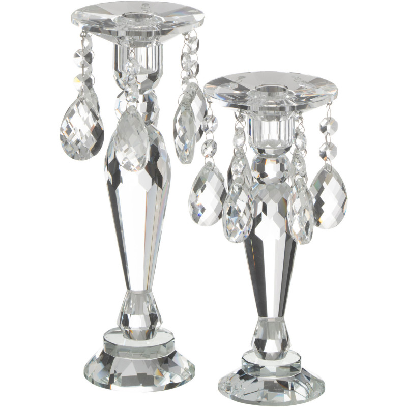 Bougeoir original XL Hauteur 28 cm en Verre Transparent Effet cristal Louise - 3