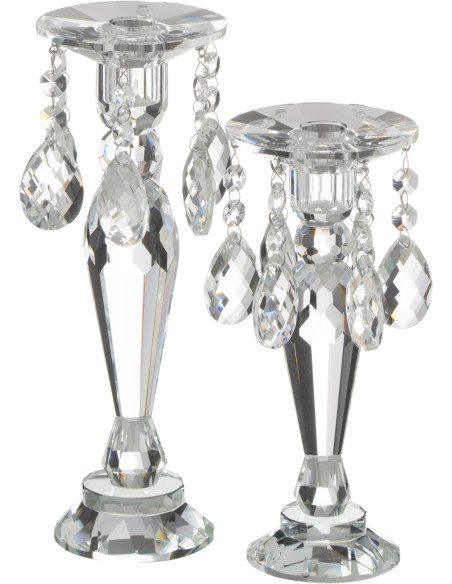Bougeoir original XL Hauteur 28 cm en Verre Transparent Effet cristal Louise - 3