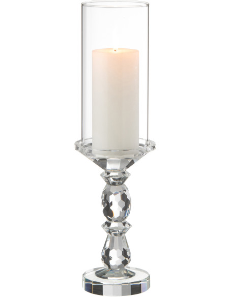 Photophore moderne sur pied XL Hauteur 42 cm en Verre Transparent Cormo - 2