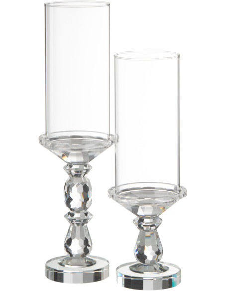 Photophore moderne sur pied XL Hauteur 42 cm en Verre Transparent Cormo - 3