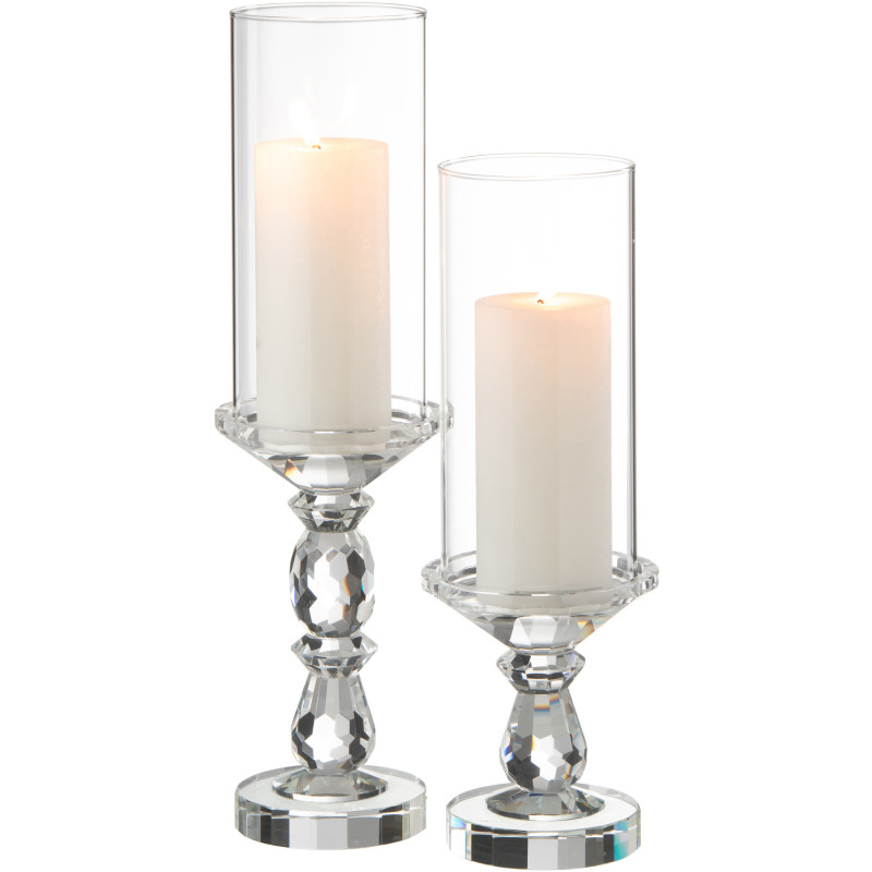 Photophore moderne sur pied XL Hauteur 42 cm en Verre Transparent Cormo - 4