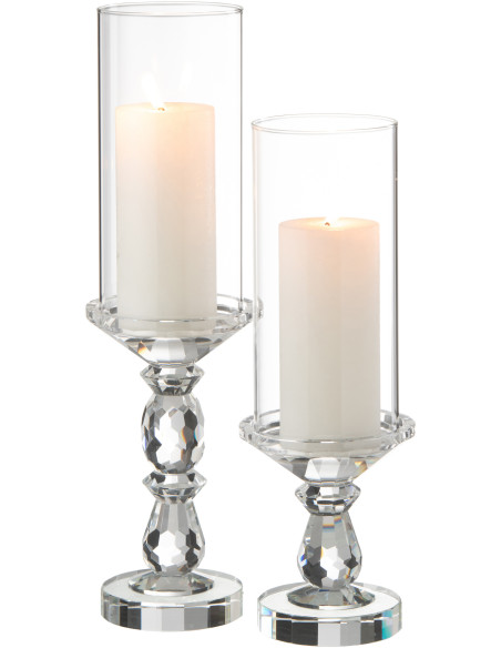 Photophore moderne sur pied XL Hauteur 42 cm en Verre Transparent Cormo - 4