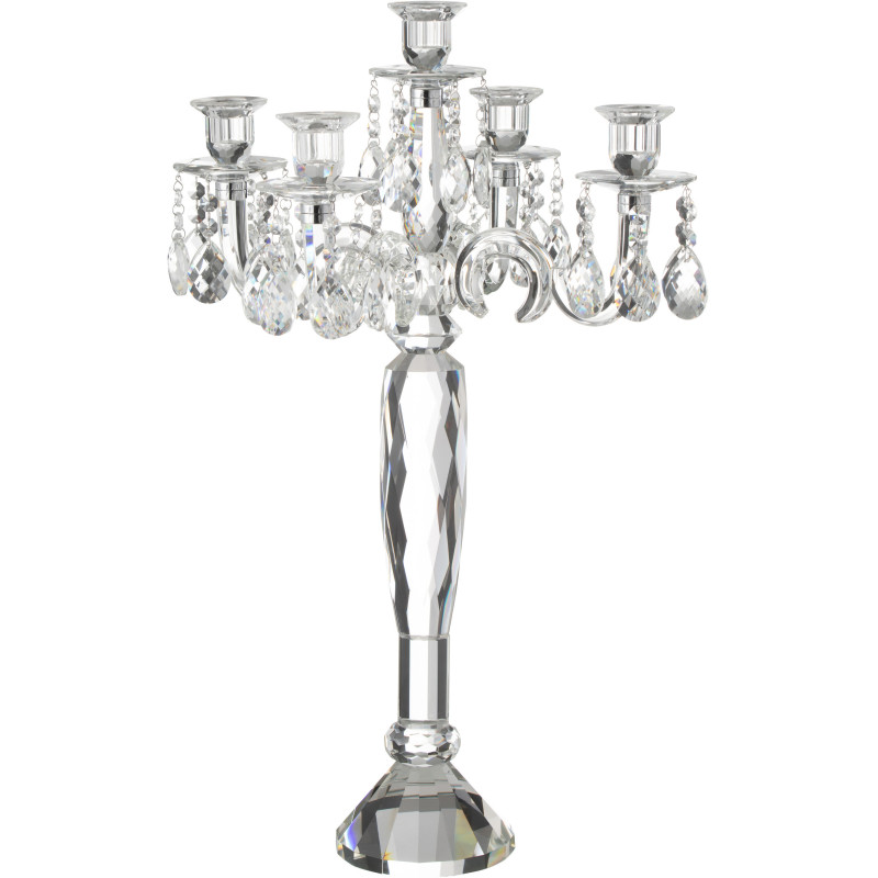 Chandelier original 5 bras XL Hauteur 65 cm en Verre Transparent Effet cristal Louise - 1