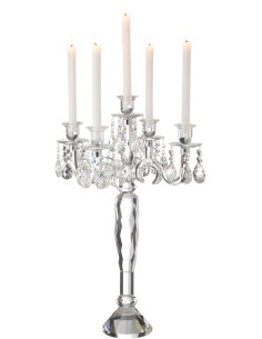 Chandelier original 5 bras XL Hauteur 65 cm en Verre Transparent Effet cristal Louise - 2