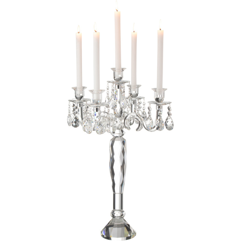 Chandelier original 5 bras XL Hauteur 65 cm en Verre Transparent Effet cristal Louise - 2