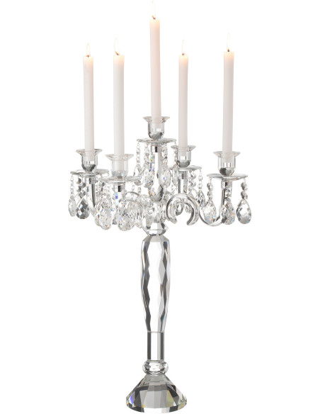 Chandelier original 5 bras XL Hauteur 65 cm en Verre Transparent Effet cristal Louise - 2