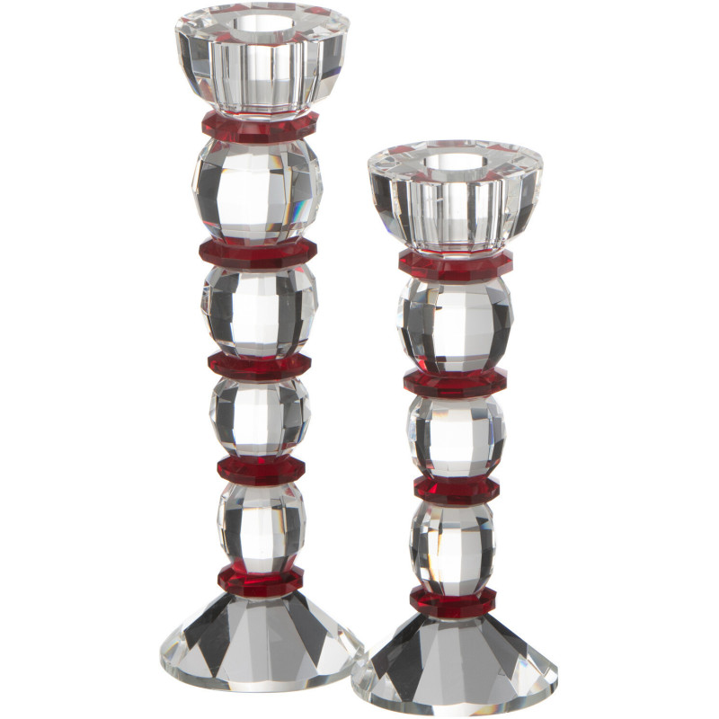 Bougeoir moderne XL Hauteur 22 cm en Verre Transparent Rouge Effet cristal Annie - 3