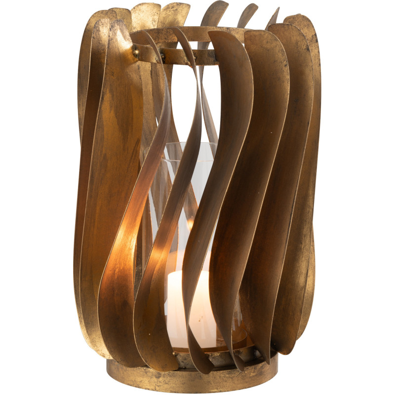 Photophore design Diamètre 23 cm en Métal Doré Verre Transparent Tina - 1