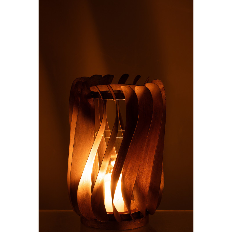 Photophore design Diamètre 23 cm en Métal Doré Verre Transparent Tina - 3