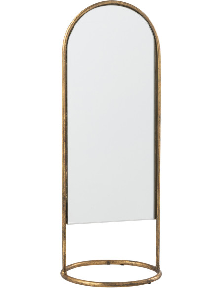 Miroir de table A poser Arrondi 16x45 en Métal Doré Daisy - 1