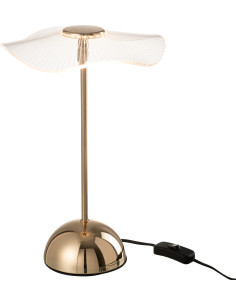 Lampe à poser originale fleur Hauteur 31 cm en Métal Doré Plastique Transparent Unira J-Line - 1
