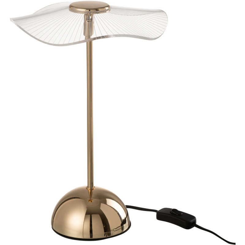 Lampe à poser originale fleur Hauteur 31 cm en Métal Doré Plastique Transparent Unira J-Line - 3