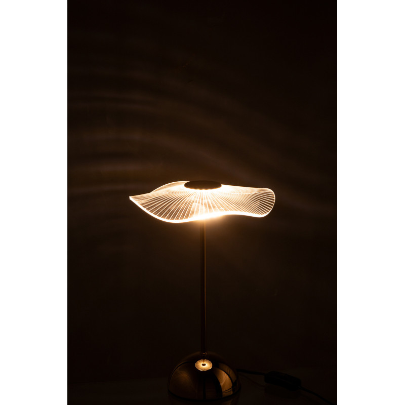 Lampe à poser originale fleur Hauteur 31 cm en Métal Doré Plastique Transparent Unira J-Line - 4