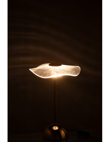 Lampe à poser originale fleur Hauteur 31 cm en Métal Doré Plastique Transparent Unira J-Line - 4