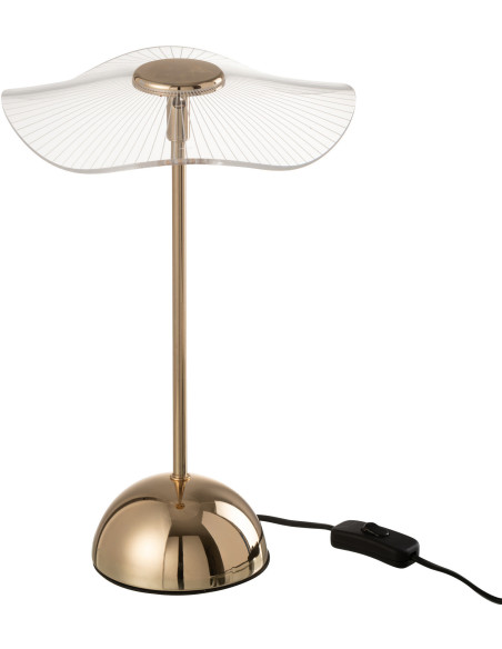 Lampe à poser originale fleur Hauteur 31 cm en Métal Doré Plastique Transparent Unira J-Line - 10