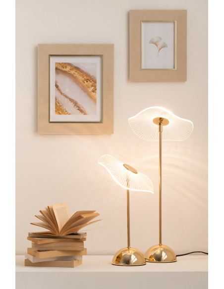 Lampe à poser originale fleur Hauteur 31 cm en Métal Doré Plastique Transparent Unira J-Line - 11