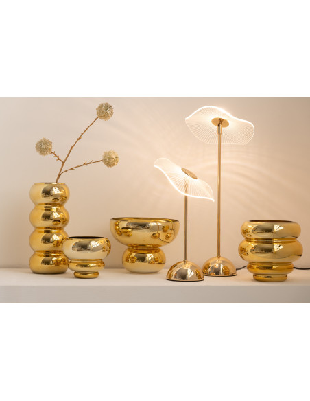 Lampe à poser originale fleur Hauteur 50 cm en Métal Doré Plastique Transparent Unira - 2