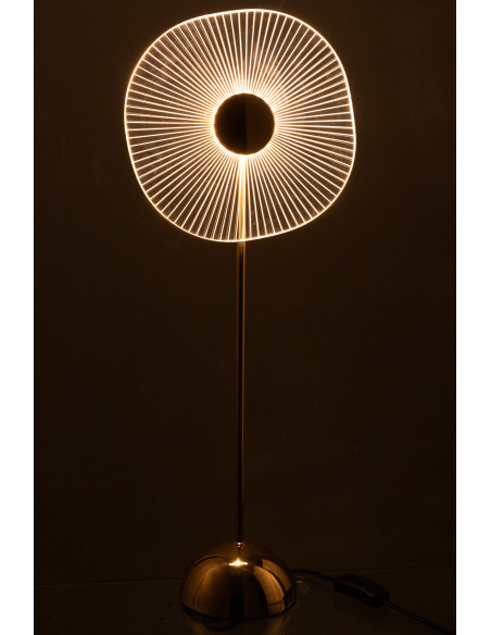 Lampe à poser originale fleur Hauteur 50 cm en Métal Doré Plastique Transparent Unira - 7