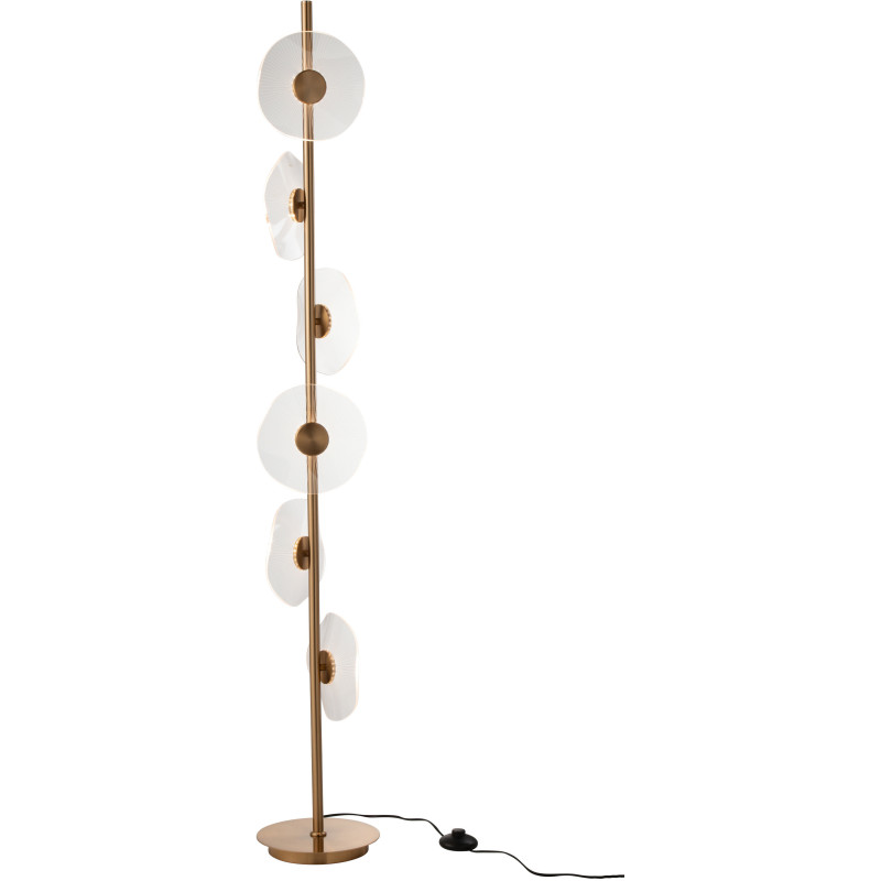 Lampadaire originale 6 fleurs Hauteur 150 cm en Métal Doré Plastique Transparent Unira J-Line - 1