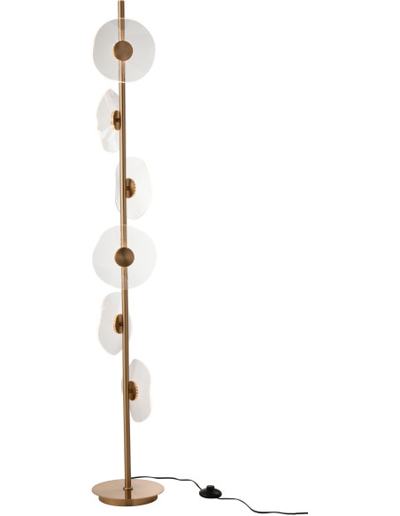 Lampadaire originale 6 fleurs Hauteur 150 cm en Métal Doré Plastique Transparent Unira J-Line - 1