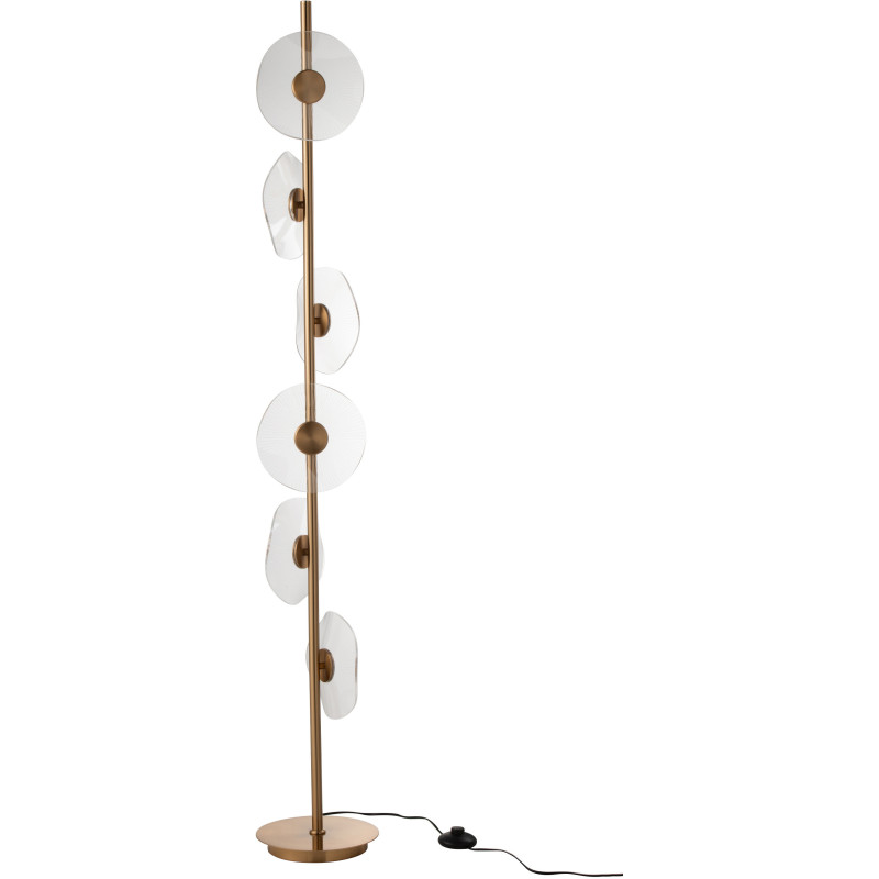Lampadaire originale 6 fleurs Hauteur 150 cm en Métal Doré Plastique Transparent Unira J-Line - 2