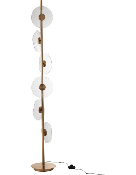 Lampadaire originale 6 fleurs Hauteur 150 cm en Métal Doré Plastique Transparent Unira J-Line - 2