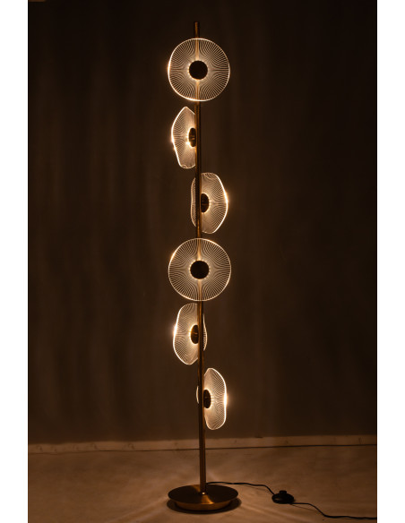Lampadaire originale 6 fleurs Hauteur 150 cm en Métal Doré Plastique Transparent Unira J-Line - 3
