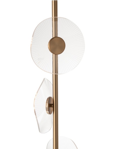 Lampadaire originale 6 fleurs Hauteur 150 cm en Métal Doré Plastique Transparent Unira J-Line - 4