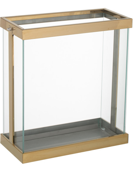 Photophore original XL Hauteur 35 cm en Métal Doré Verre Transparent Invar - 2