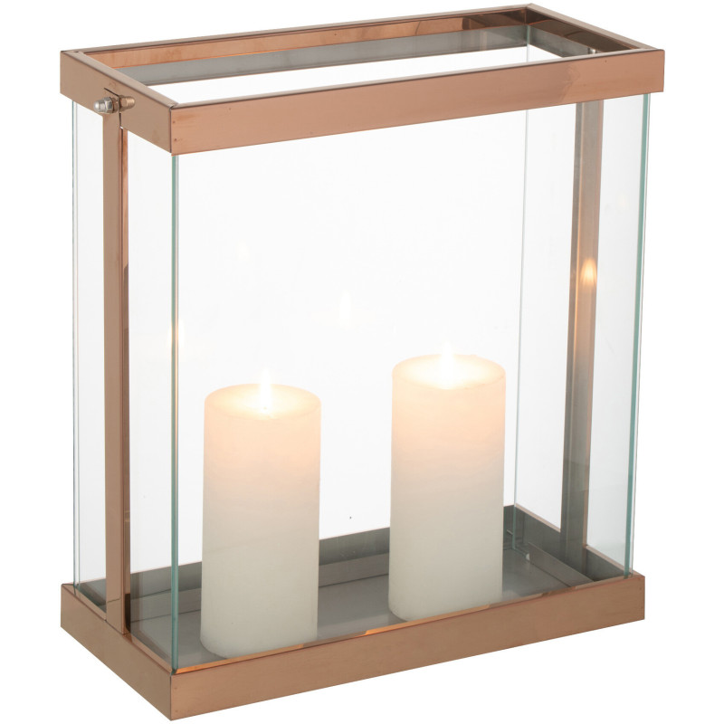 Photophore original XL Hauteur 35 cm en Métal Cuivré Verre Transparent Invar - 1