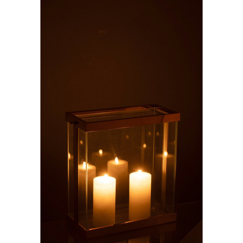 Photophore original XL Hauteur 35 cm en Métal Cuivré Verre Transparent Invar - 3